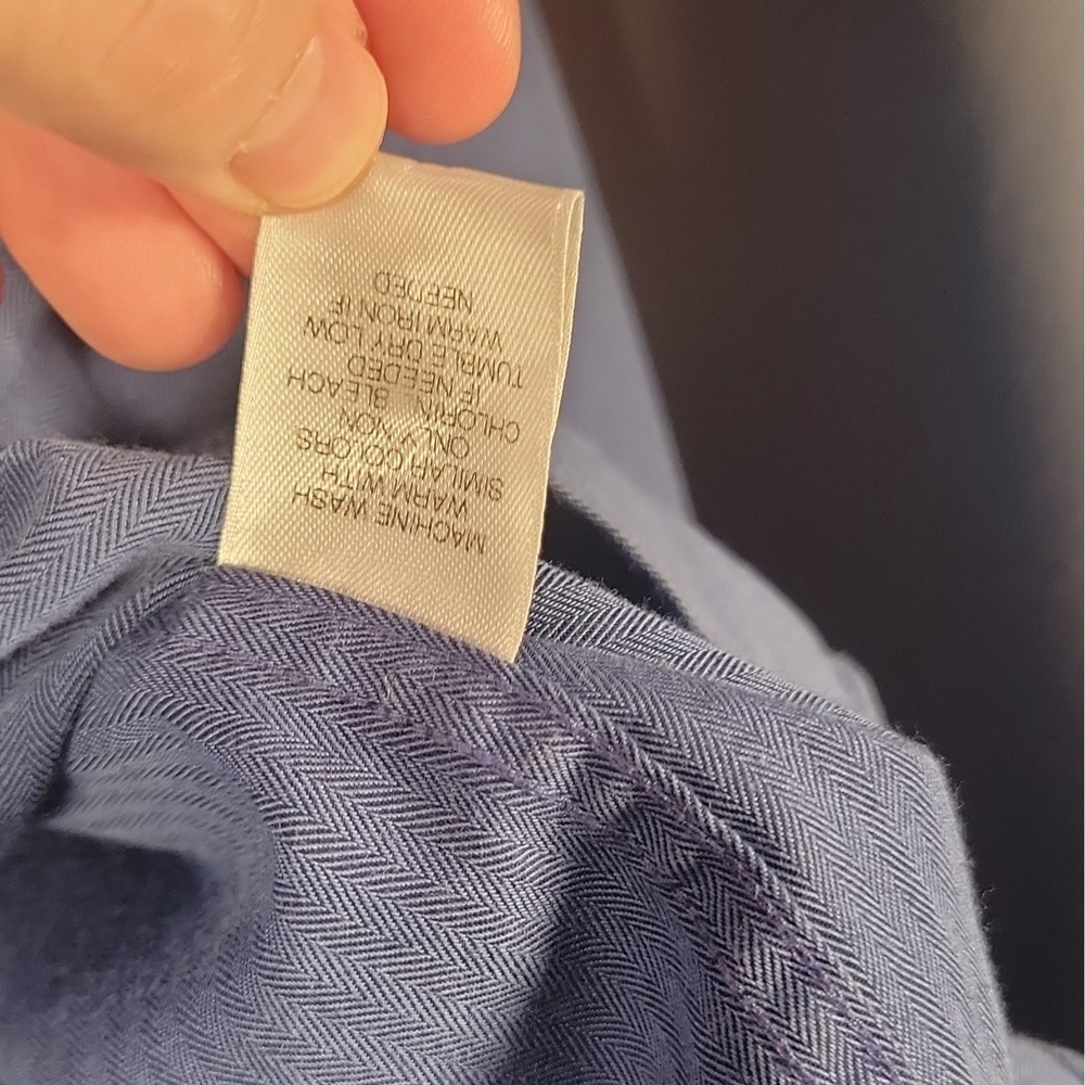 Roundtree & Yorke Easy Care Traditional Fit Blue Herringbone Dress Shirt LT - Picture 6 of 14